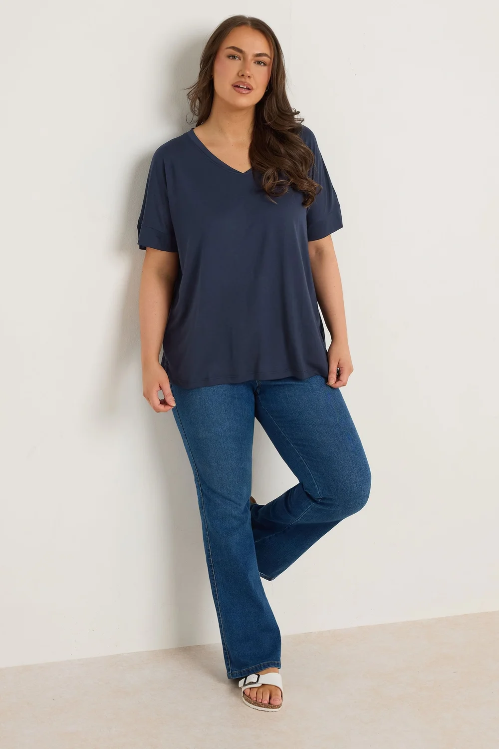 Evans Curve Navy Blue Short Sleeve Modal Rich T-Shirt - 16 Image 3