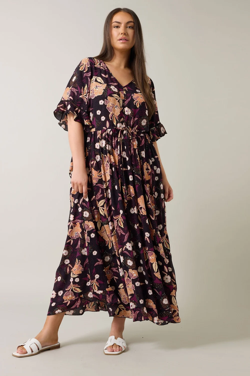 Evans Curve Purple Floral Print Crinkle Boho Dress - 16 | Matalan Evans Curve Purple Floral Print Crinkle Boho Dress - 16 | Matalan