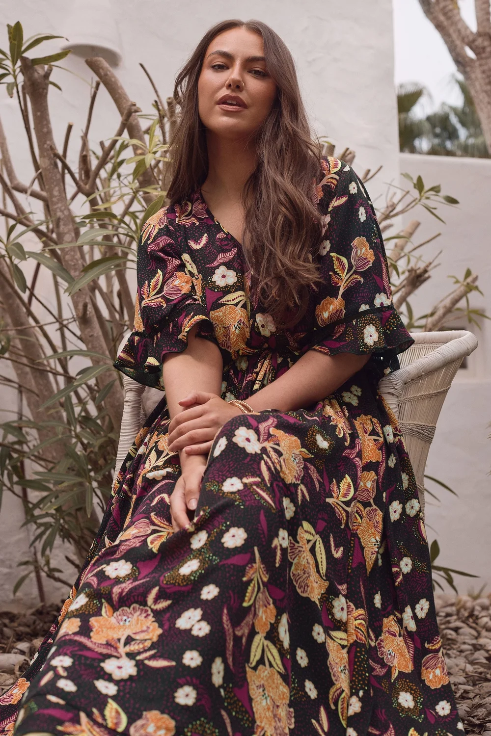 Evans Curve Purple Floral Print Crinkle Boho Dress - 16 | Matalan Evans Curve Purple Floral Print Crinkle Boho Dress - 16 | Matalan