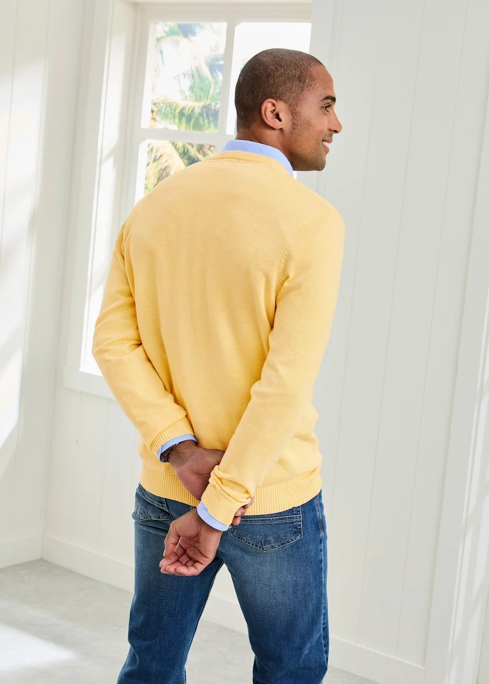 Cotton Traders Warm Lemon Cotton V-Neck Jumper - 2XL Image 3