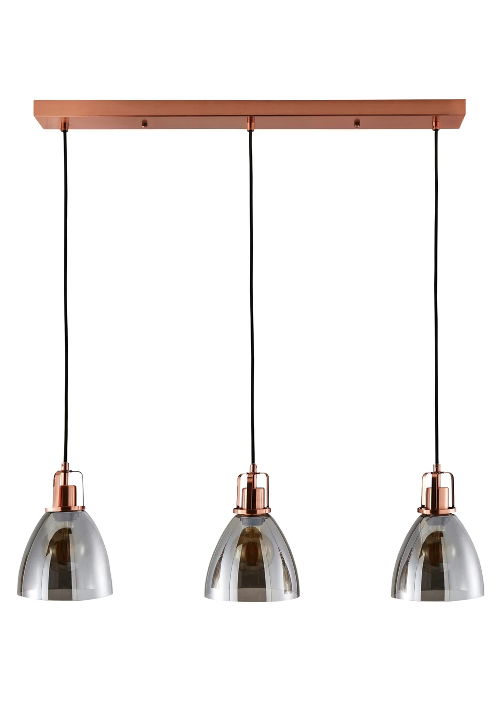 INLIGHT DECLYN Glass 3 Light Diner Pendant Copper & Smoke (40-110cm x 90cm) - ONZ Image 5
