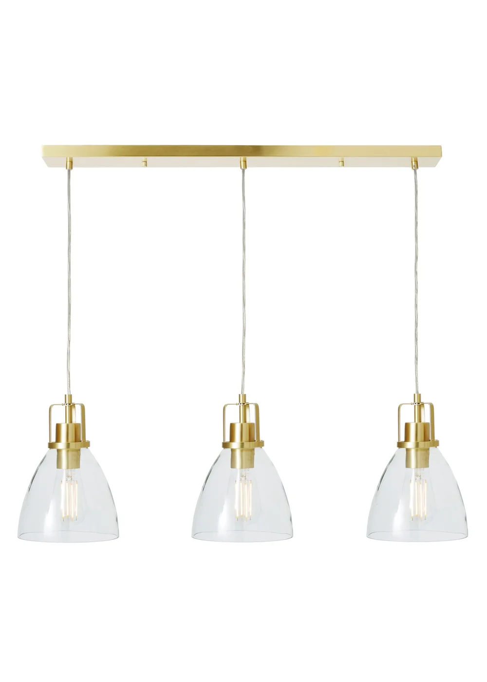 INLIGHT BRECKEN Glass 3 Light Diner Pendant Brass (40-110cm x 90cm) - ONZ Image 4