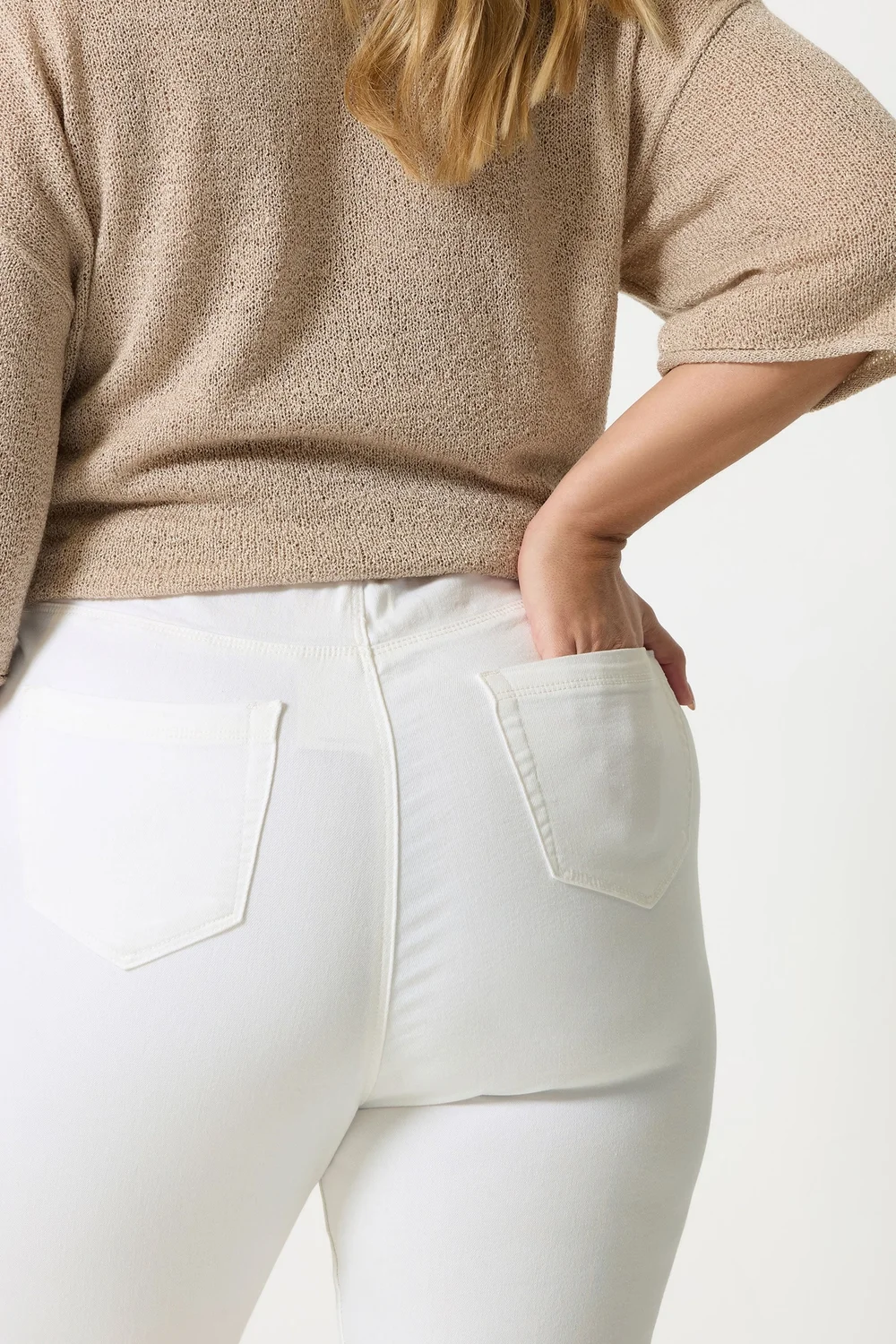 Yours Curve White Cropped Stretch JENNY Jeggings - 20 Image 4