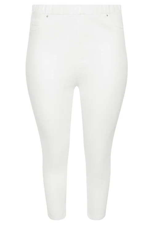 Yours Curve White Cropped Stretch JENNY Jeggings - 20 Image 5
