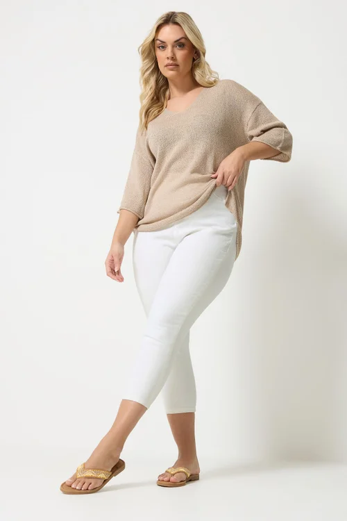 Yours Curve White Cropped Stretch JENNY Jeggings - 20 Image 2