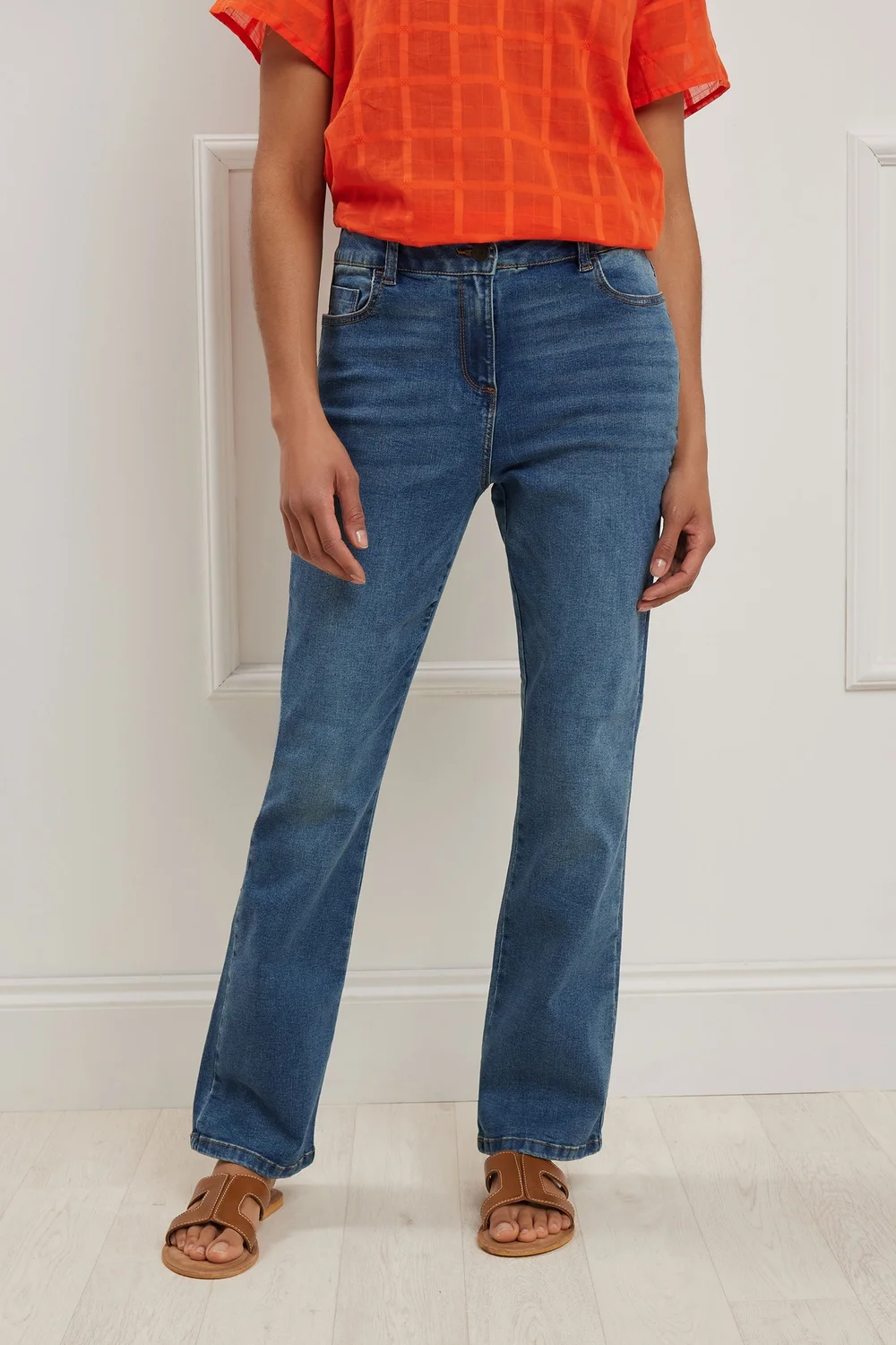 M&Co Blue Mid Wash Bootcut Jeans - 22/L31 Image 4