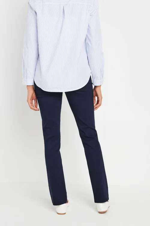 M&Co Navy Blue Straight Leg Bengaline Formal Trousers - 12/L27 Image 3