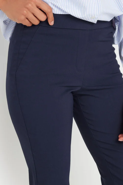M&Co Navy Blue Straight Leg Bengaline Formal Trousers - 12/L27 Image 4