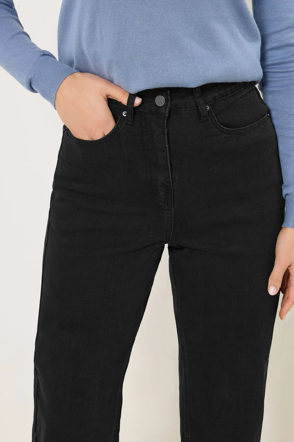 Long Tall Sally Black Washed UNA Stretch Mom Jeans - 8/L36 Image 4