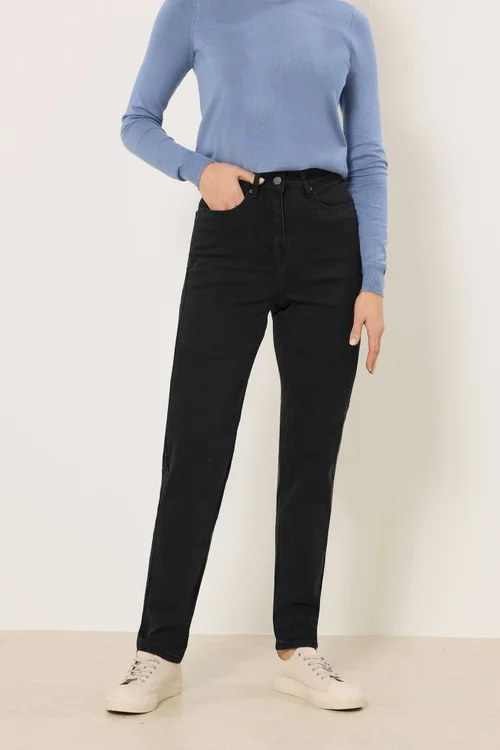 Long Tall Sally Black Washed UNA Stretch Mom Jeans - 8/L36 Image 2
