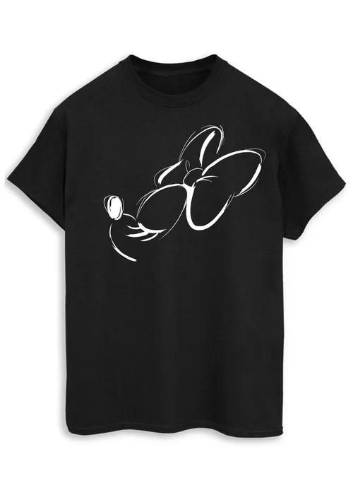 Spiral Galaxy Disney Minnie Mouse Face Black Graphic Boyfriend Fit T-Shirt - M Image 1