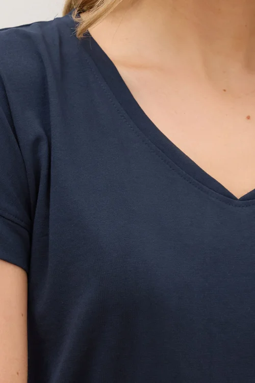 Long Tall Sally Premium Navy Blue V-Neck T-Shirt - 20 Image 4