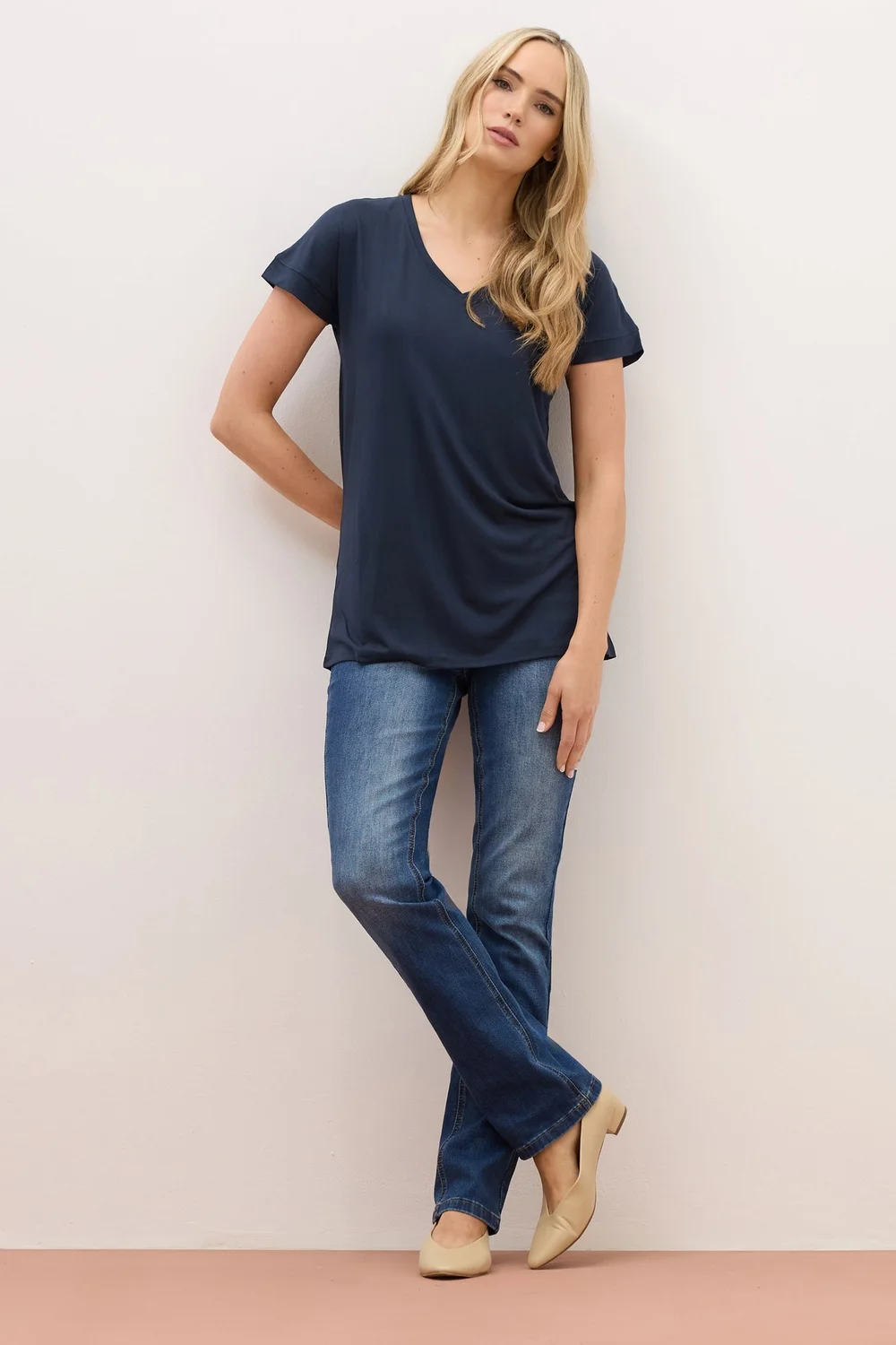 Long Tall Sally Premium Navy Blue V-Neck T-Shirt - 20 Image 1