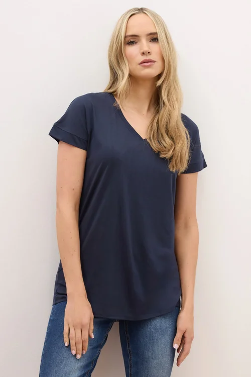 Long Tall Sally Premium Navy Blue V-Neck T-Shirt - 20 Image 2