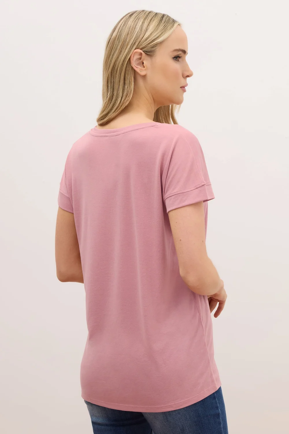 Long Tall Sally Premium Pink V-Neck T-Shirt - 14 Image 3