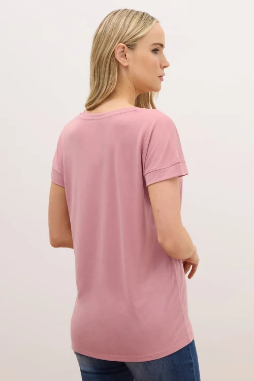 Long Tall Sally Premium Pink V-Neck T-Shirt - 14 Image 3