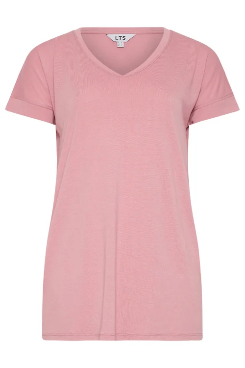 Long Tall Sally Premium Pink V-Neck T-Shirt - 14 Image 5