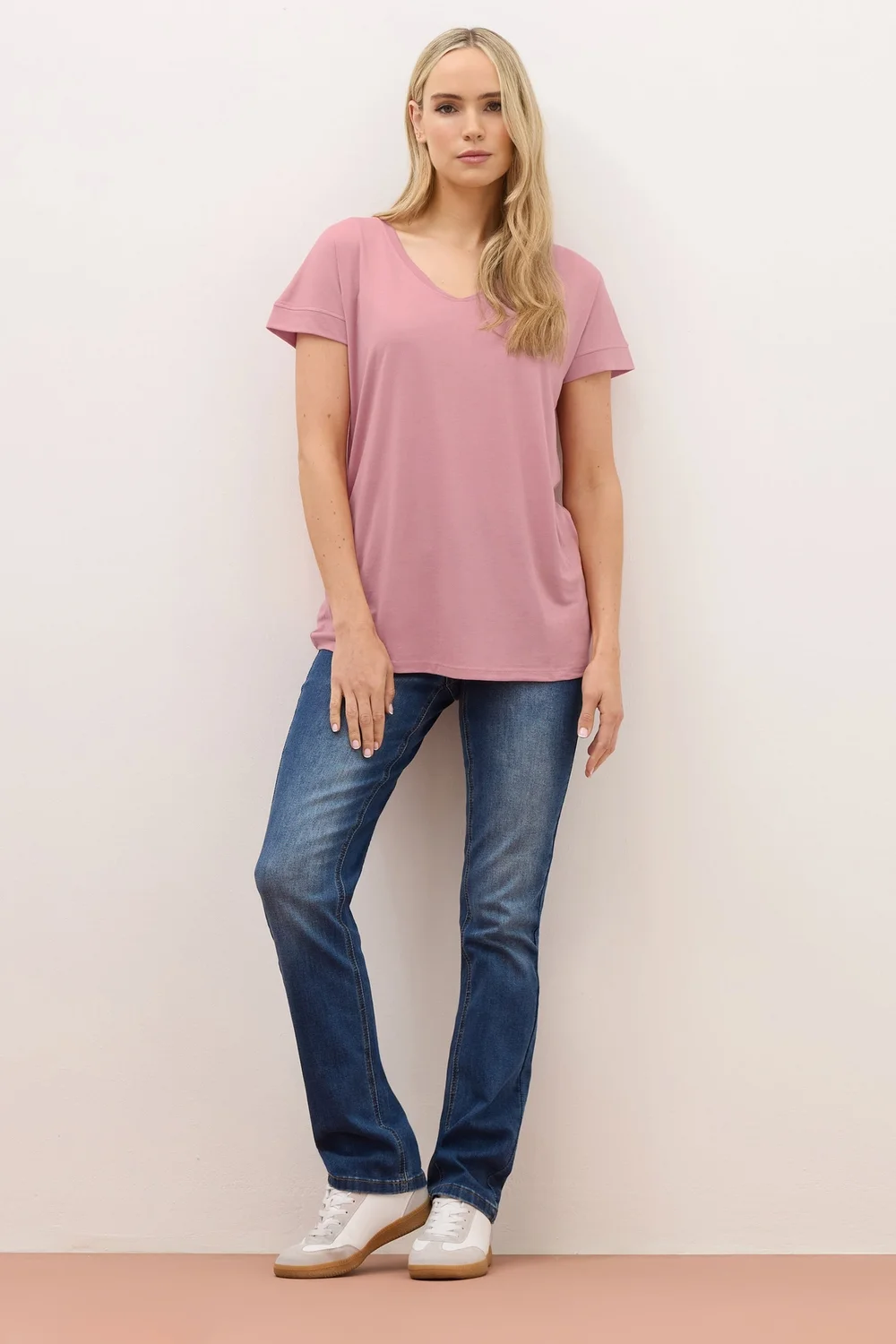 Long Tall Sally Premium Pink V-Neck T-Shirt - 14 Image 2