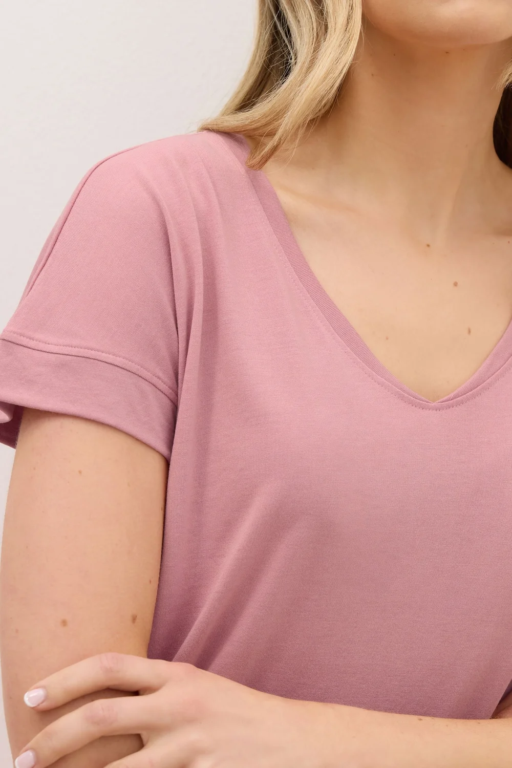 Long Tall Sally Premium Pink V-Neck T-Shirt - 14 Image 4