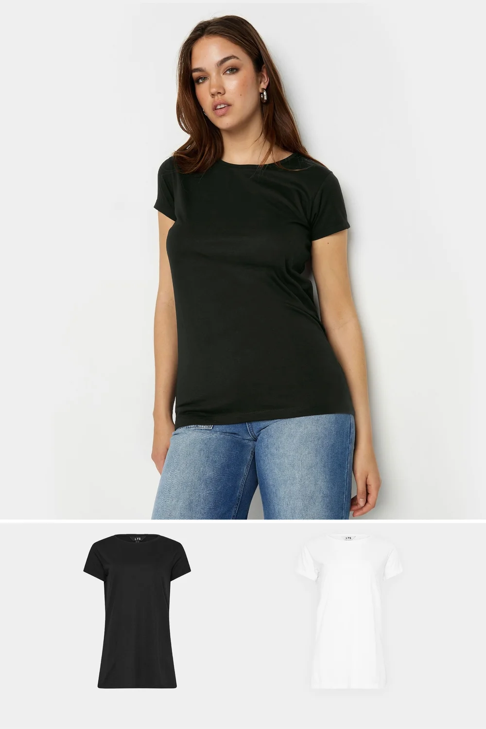 Long Tall Sally 2 Pack Black & White T-Shirts - 18 Image 1