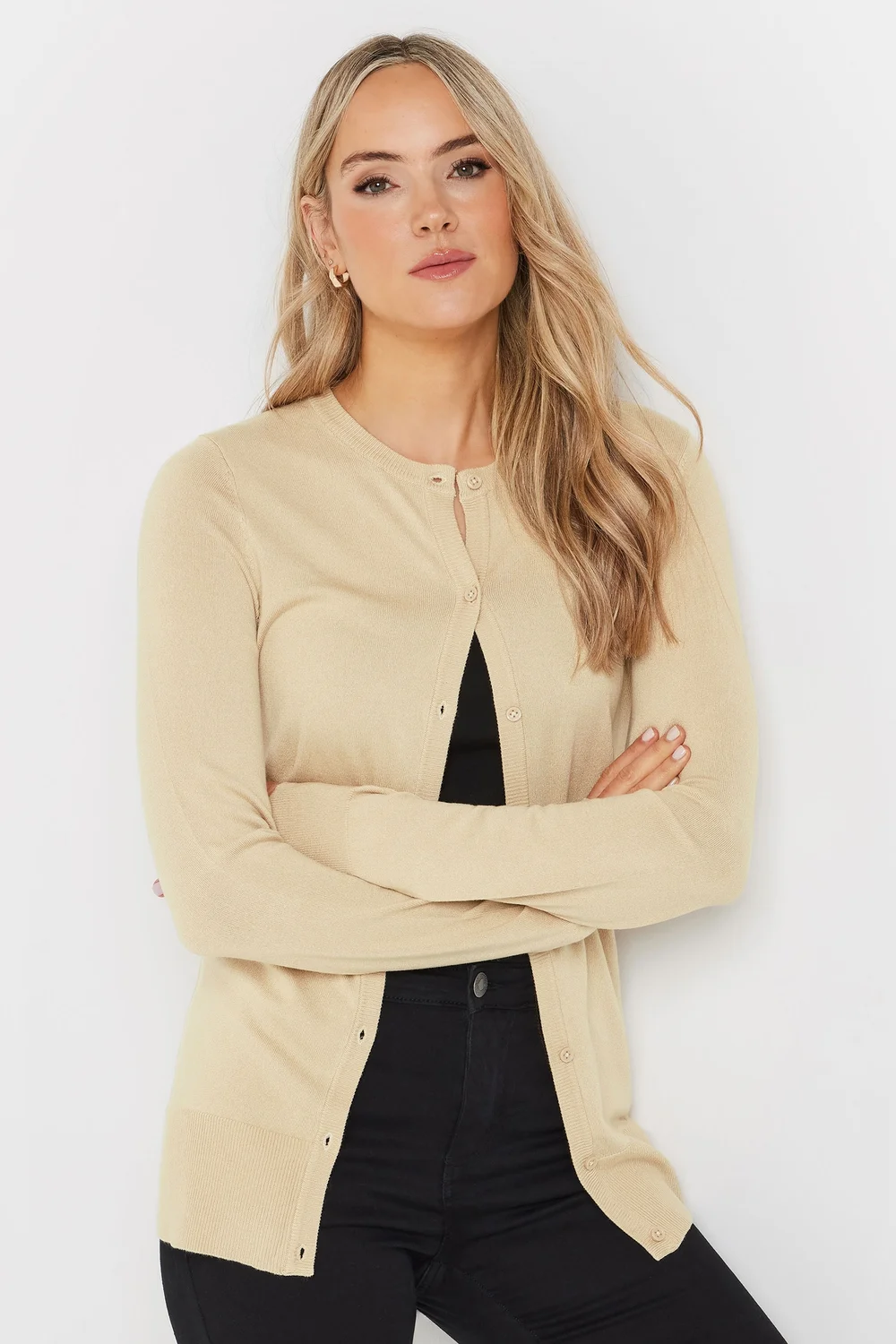 Long Tall Sally Natural Brown Button Down Knit Cardigan - 14-16 Image 4