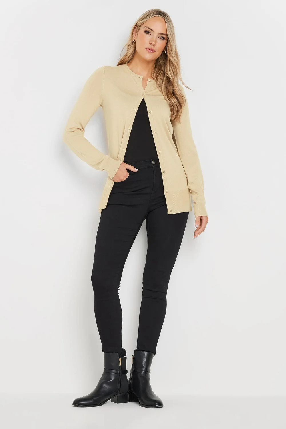 Long Tall Sally Natural Brown Button Down Knit Cardigan - 14-16 Image 2