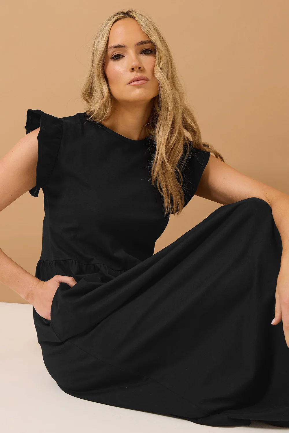Long Tall Sally Black Frill Sleeve Maxi Dress - 10 | Matalan Long Tall Sally Black Frill Sleeve Maxi Dress - 10 | Matalan