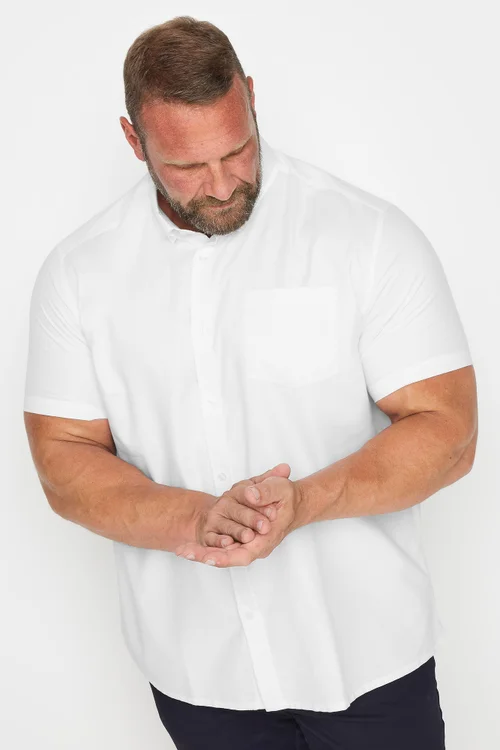BadRhino Premium White Short Sleeve Oxford Cotton Shirt - XXL Image 1