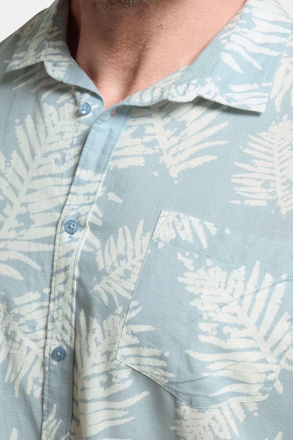 BadRhino Dusky Blue Palm Leaf Linen Shirt - 3XL Image 5