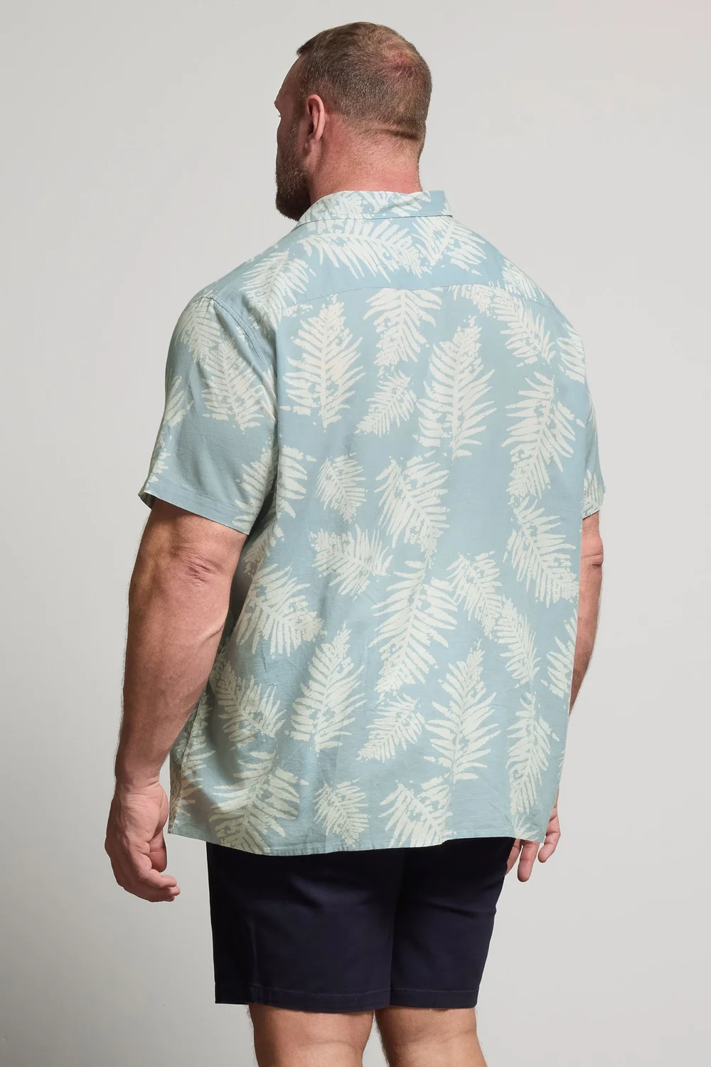 BadRhino Dusky Blue Palm Leaf Linen Shirt - 3XL Image 4
