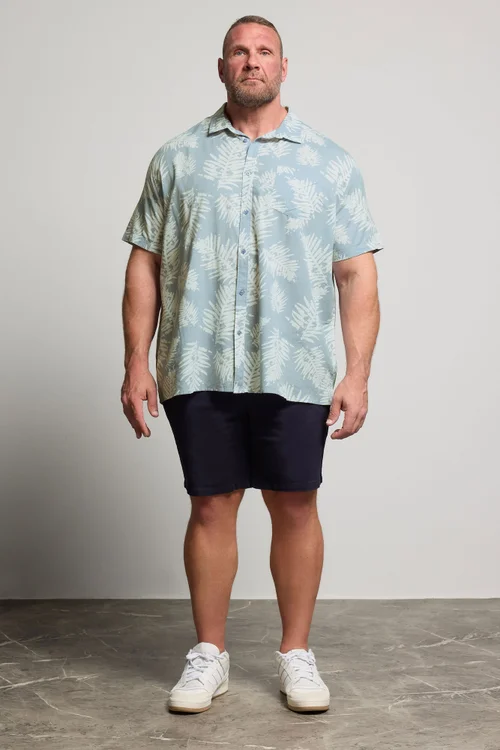BadRhino Dusky Blue Palm Leaf Linen Shirt - 3XL Image 3