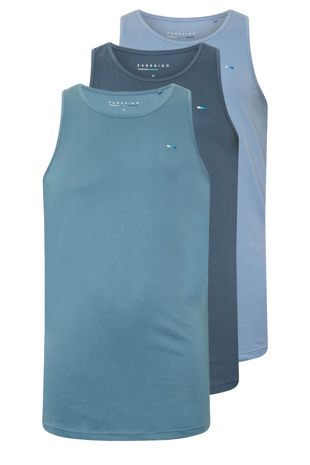 BadRhino 3 Pack Blue Plain Vest Tops - 5/6 XL Image 4