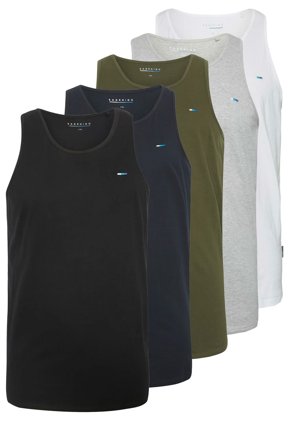 BadRhino Black & White 5 Pack Vest Tops - 7/8 XL Image 2