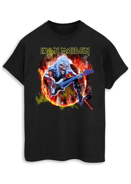 Spiral Galaxy Iron Maiden Flames Black Graphic Music T-Shirt - 3XL Image 1