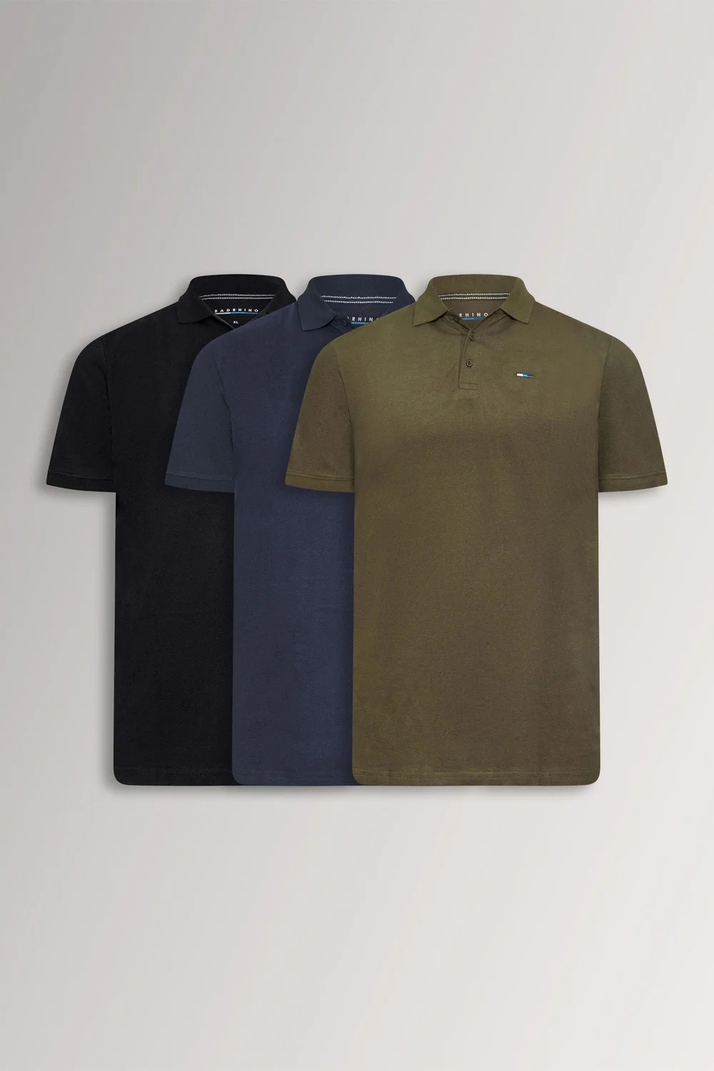 BadRhino Black/Navy Blue/Khaki Green 3 Pack Core Polo Shirts - 5/6 XL Image 1