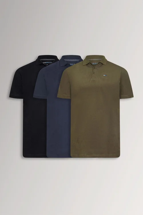 BadRhino Black/Navy Blue/Khaki Green 3 Pack Core Polo Shirts - 5/6 XL Image 1