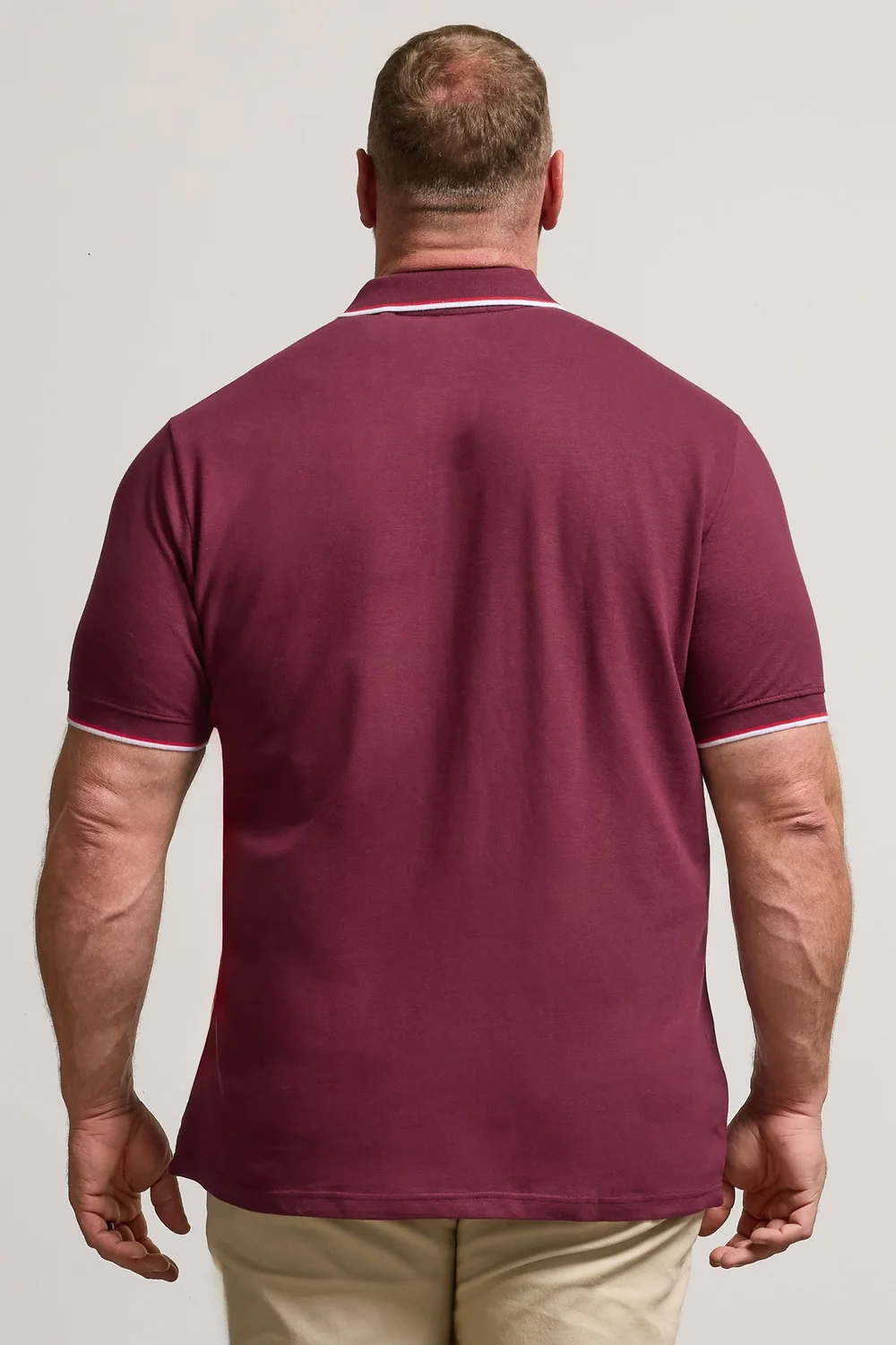 BadRhino Windsor Wine Red Tipped Red Polo Shirt - 7/8 XL Image 3