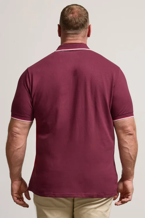 BadRhino Windsor Wine Red Tipped Red Polo Shirt - 7/8 XL Image 3