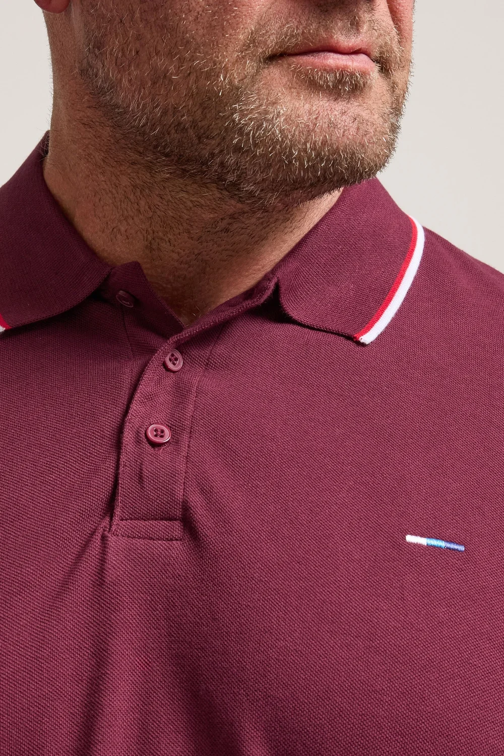 BadRhino Windsor Wine Red Tipped Red Polo Shirt - 7/8 XL Image 4