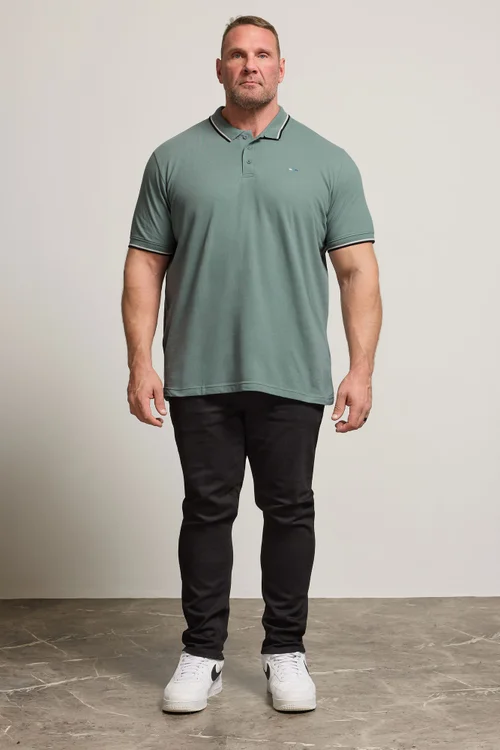 BadRhino 3 Pack Green & Blue Tipped Polo Shirt - 4XL Image 3