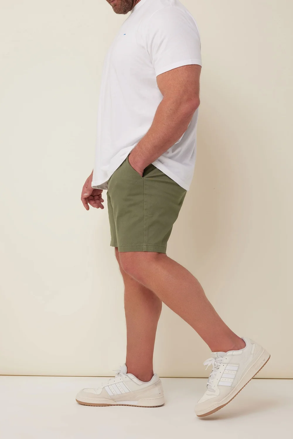 BadRhino Big & Tall Khaki Green Stretch Chino Shorts - 60 W Image 4