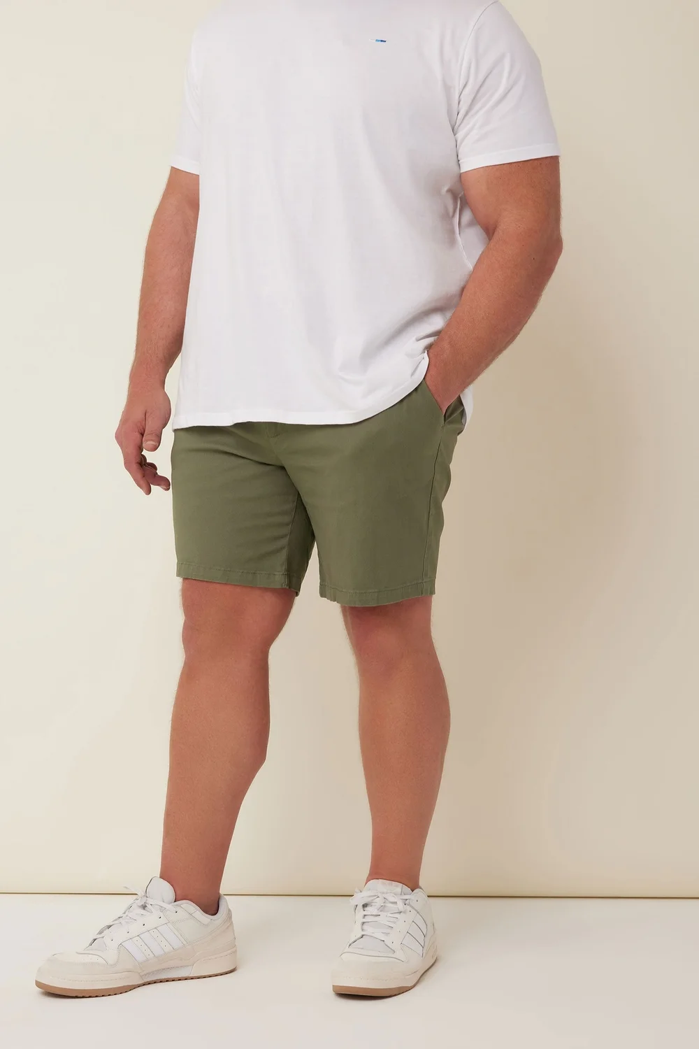 BadRhino Big & Tall Khaki Green Stretch Chino Shorts - 60 W Image 1