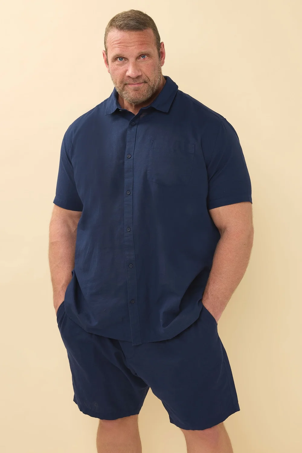 BadRhino Navy Blue Cotton Linen Mix Shorts - 4XL Image 3