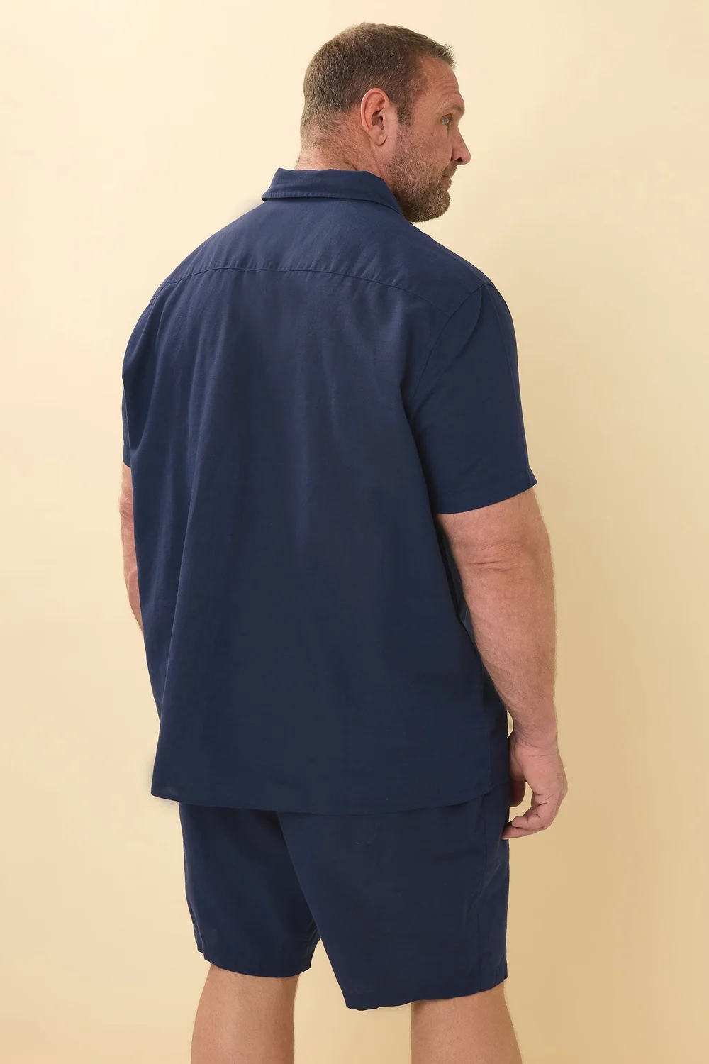 BadRhino Navy Blue Cotton Linen Mix Shorts - 4XL Image 5