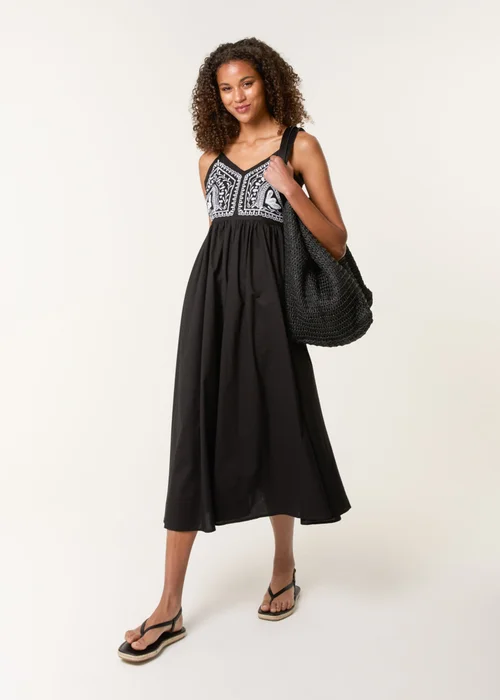 Blue Vanilla Black Embroidered Yoke Strappy Dress - S Image 1