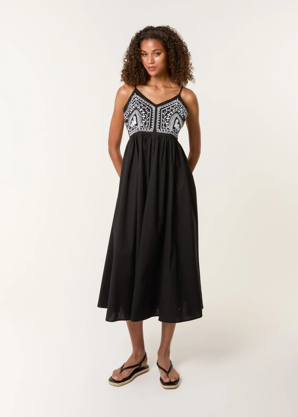 Blue Vanilla Black Embroidered Yoke Strappy Dress - S Image 3