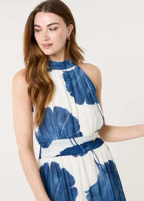 Blue Vanilla White Halter Neck Occasion Dress - M Image 3