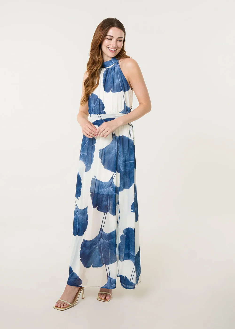 Blue Vanilla White Halter Neck Occasion Dress - L | Matalan Blue Vanilla White Halter Neck Occasion Dress - L | Matalan