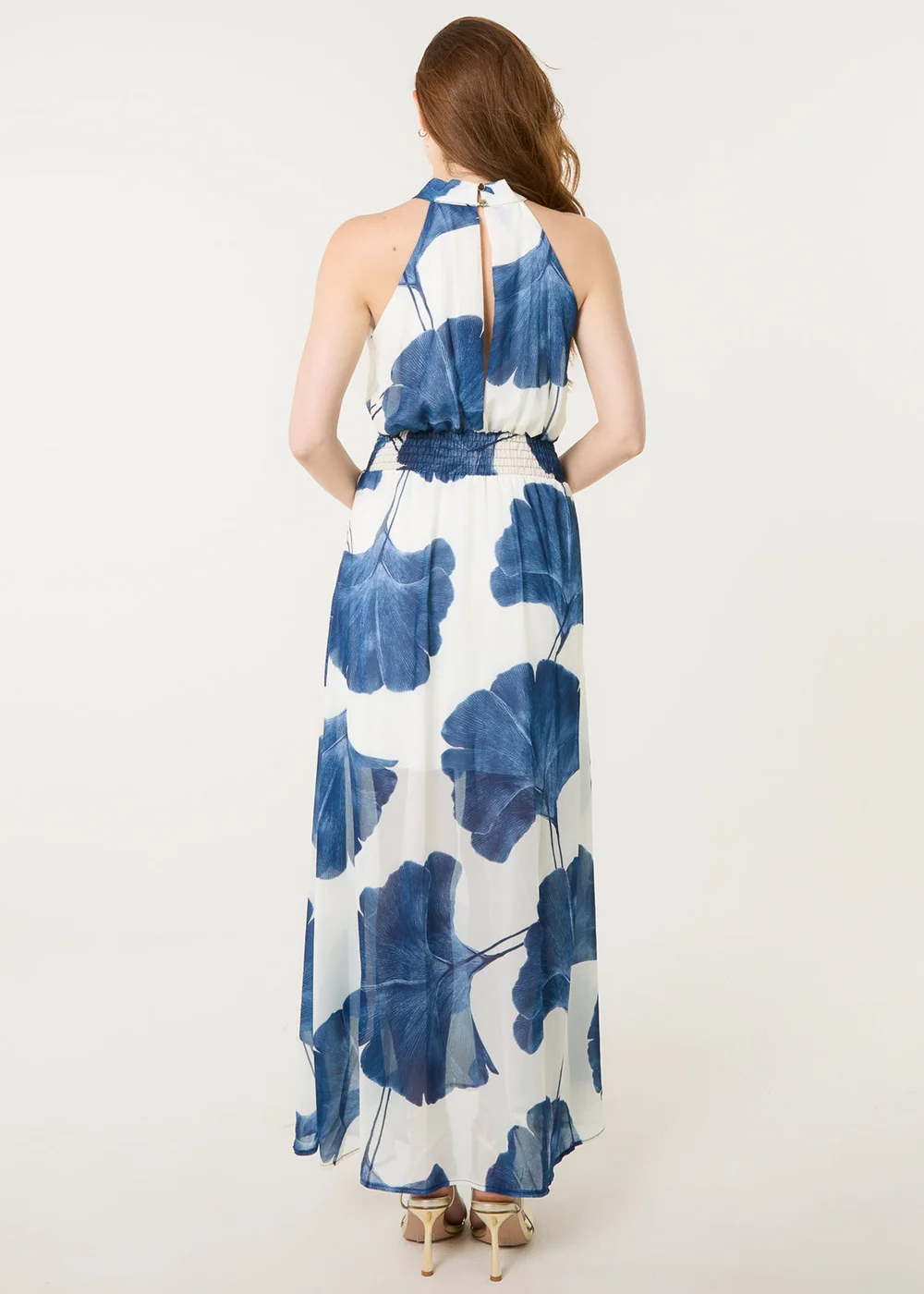 Blue Vanilla White Halter Neck Occasion Dress - S Blue Vanilla White Halter Neck Occasion Dress - S