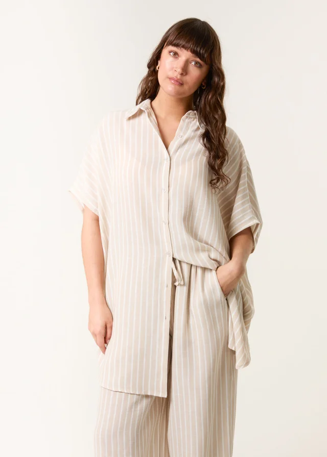 Blue Vanilla Stone Oversized Pinstripe Shirt